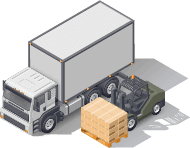 Illustration of Delivery Truck getting loaded with Lumber